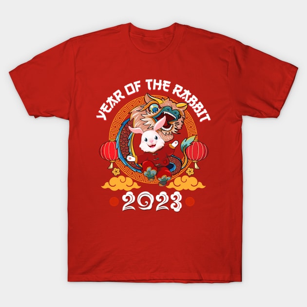 Year Of The Rabbit 2023 Chinese New Year 2023 Lion Dance T-Shirt by Jhon Towel